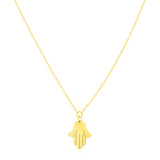 Yellow Gold 14k Hand of Hamsa Necklace in Lobster Claw Lock