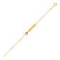 Yellow Gold 14k 5 1/2 inch Cute Childrens ID Bracelet with Enameled Heart