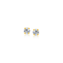 Load image into Gallery viewer, 14k Yellow Gold Stud Earrings with Faceted White Cubic Zirconia