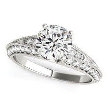 Load image into Gallery viewer, 14k White Gold Pronged Round Antique Diamond Engagement Ring (1 1/2 cttw)