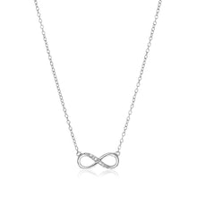Load image into Gallery viewer, Sterling Silver Petite Infinity Symbol Necklace with Cubic Zirconias