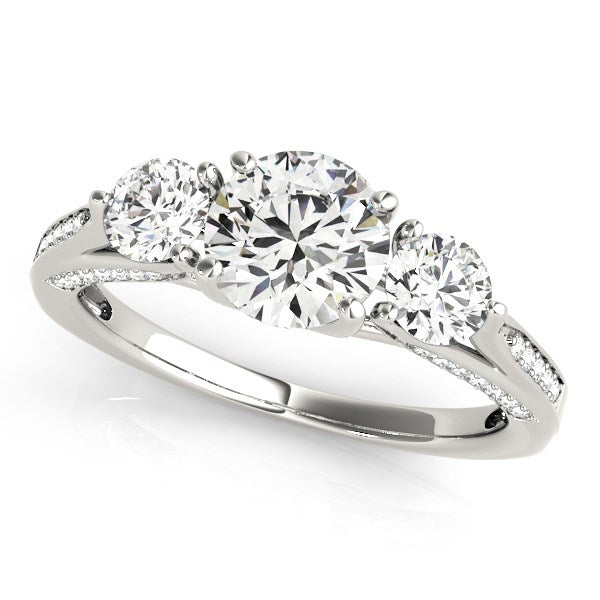 White Gold 14k 3 Stone Style Round Diamond Engagement Ring 1 3/4 cttw Ideal Any Ocassions
