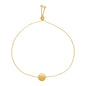 Yellow Gold 14k Adjustable Bracelet with Shiny Circle in Draw String Clasp