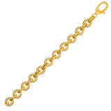 Yellow Gold 14k Textured Oval Link Bracelet in Lobster Claw Lock