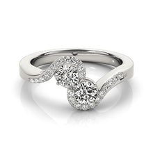 Load image into Gallery viewer, White Gold 14k Curved Band Style Elegant Two Diamond Ring 5/8 cttw
