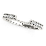 White Gold 14k Curved Section Antique Style Diamond Wedding Band 1/8 cttw
