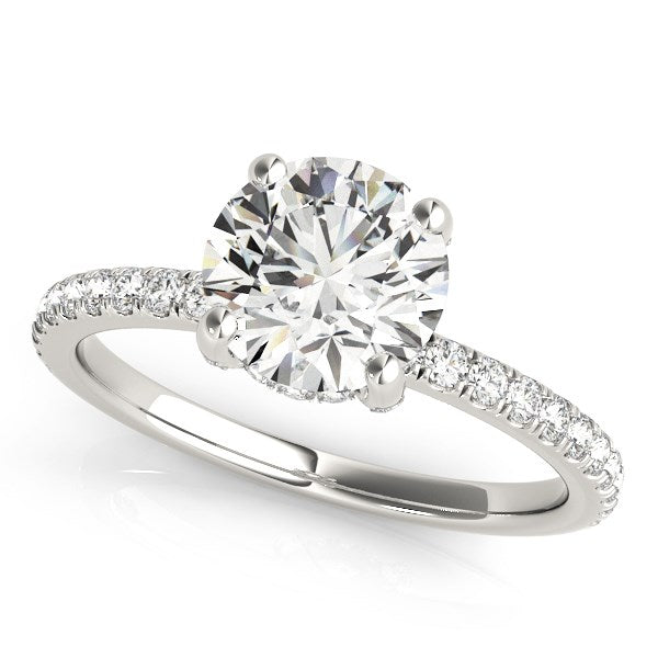 White Gold 14k Diamond Engagement Ring with Scalloped Row Band 2 1/4 cttw Ideal Any Ocassions