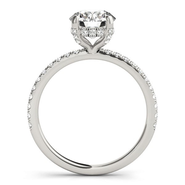 White Gold 14k Diamond Engagement Ring with Scalloped Row Band 2 1/4 cttw Ideal Any Ocassions