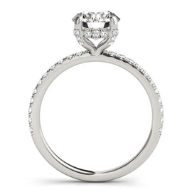 White Gold 14k Diamond Engagement Ring with Scalloped Row Band 2 1/4 cttw Ideal Any Ocassions