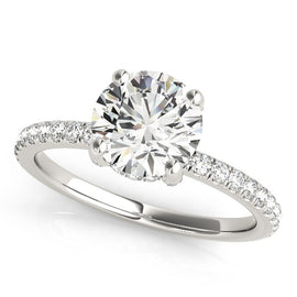 White Gold 14k Diamond Engagement Ring with Scalloped Row Band 2 1/4 cttw Ideal Any Ocassions