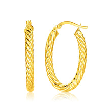 Load image into Gallery viewer, 14k Yellow Gold Twisted Cable Oval Hoop Earrings