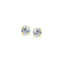 Load image into Gallery viewer, 14k Yellow Gold Stud Earrings with White Hue Faceted Cubic Zirconia