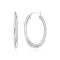 Sterling Silver Oval Twisted Tube Hoop Earrings in Hinged Snap Back