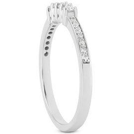 White Gold 14k Crafted Wedding Band with Pave Set Diamonds and Prong Set Diamonds
