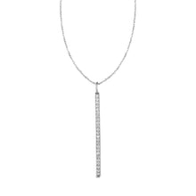 Load image into Gallery viewer, White Gold 14k Bar Rectangular Pendant with Diamonds in Lobster Claw Lock