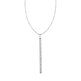 White Gold 14k Bar Rectangular Pendant with Diamonds in Lobster Claw Lock