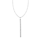 White Gold 14k Bar Rectangular Pendant with Diamonds in Lobster Claw Lock