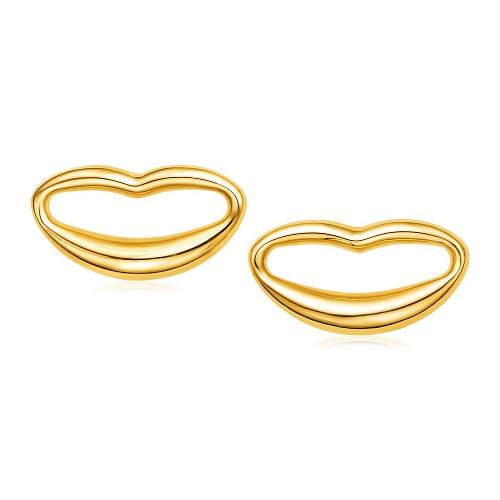 Yellow Gold 14k Lips Post Earrings in Push Back Backing