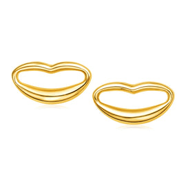 Yellow Gold 14k Lips Post Earrings in Push Back Backing
