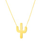 Yellow Gold 14k Necklace with Large Cactus in Lobster Claw Lock