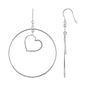 Sterling Silver Earrings with Polished Circle and Heart Drops in French Wire