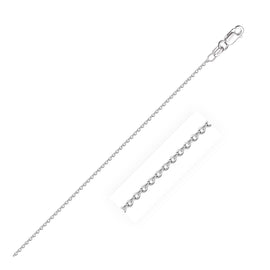 White Gold 14k Round Cable Link Chain 1.2mm in Lobster Closure