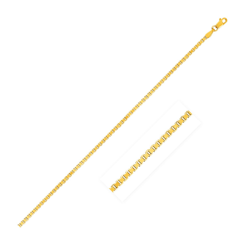 Yellow Gold 14k 2.0mm Semi Solid Box Chain in Lobster Closure