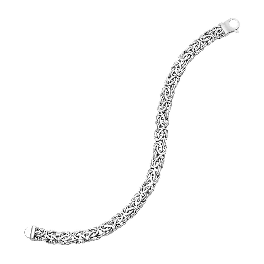 White Gold 14k Byzantine Style Chain Bracelet in Lobster Claw Lock