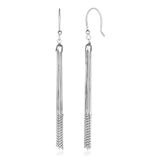 Sterling Silver Snake and Bead Chain Tassel Earrings in French Wire Backing