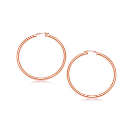 Rose Gold 14k 25 mm Polished Hoop Earrings in Snap Lock