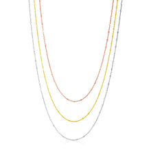 Load image into Gallery viewer, Sterling Silver Three Toned Three Strand Fine Chain Necklace in Lobster Claw Lock
