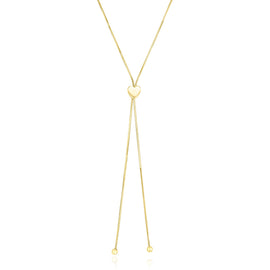 14k Yellow Gold Adjustable Heart Style Lariat Necklace
