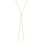 14k Yellow Gold Adjustable Heart Style Lariat Necklace