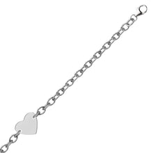 Load image into Gallery viewer, Sterling Silver Rhodium Plated Chain Bracelet with a Flat Heart Station