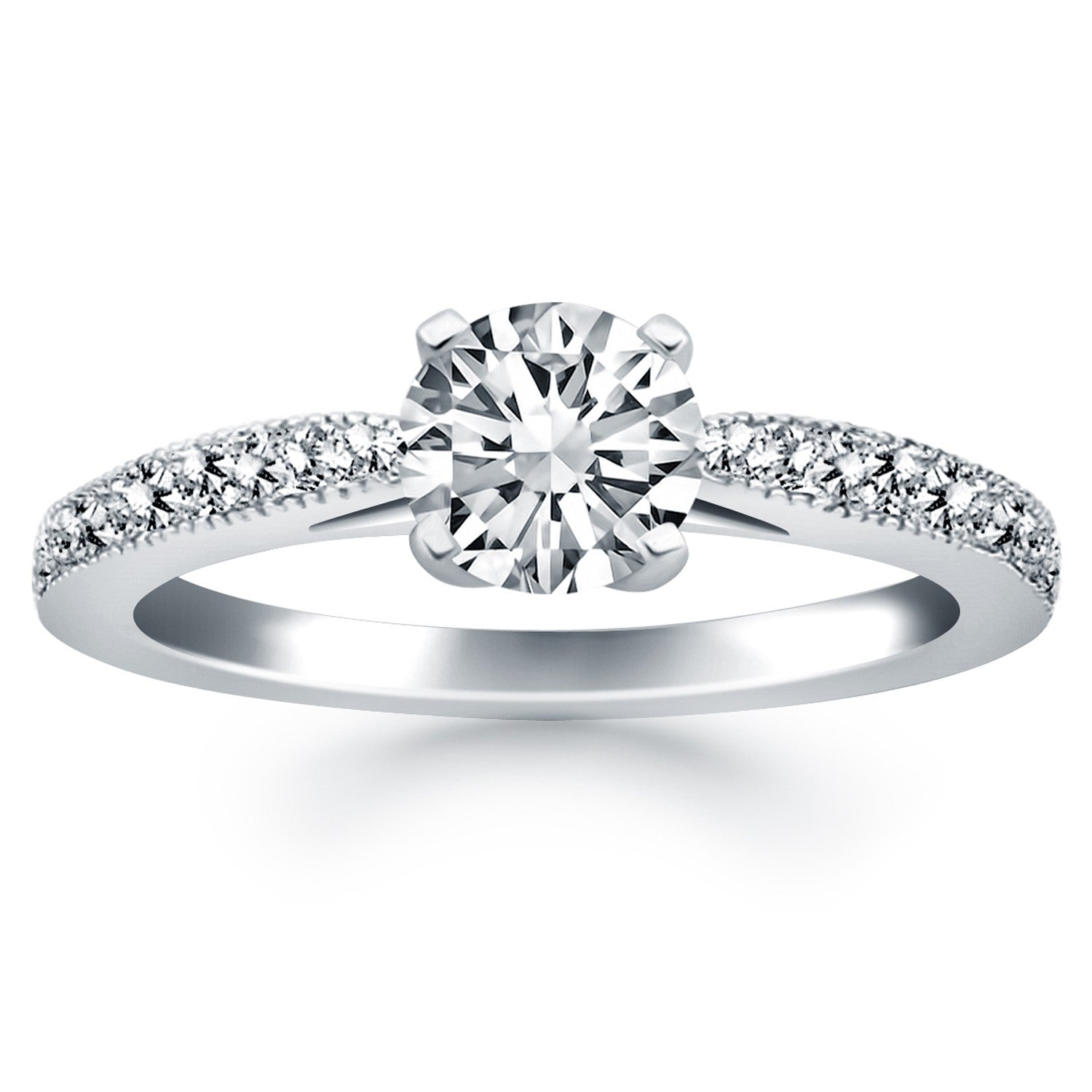 White Gold 14k Classic Diamond Pave Cathedral Engagement Ring