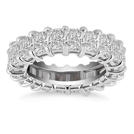Exquisite White Gold 14k Crafted Emerald Cut Diamond Eternity Ring
