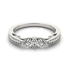 Load image into Gallery viewer, White Gold 14k Elegant Two Stone Diamond Ring With Milgrain Design