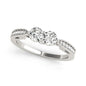 White Gold 14k Elegant Two Stone Diamond Ring With Milgrain Design