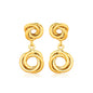 Yellow Gold 14k Love Knot Stud Earrings with Drops in Push Back Backing
