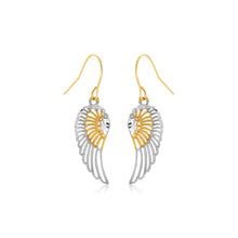 Load image into Gallery viewer, Two-Tone Wing Drop Earrings in 10K Gold in French Wire