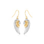 Two-Tone Wing Drop Earrings in 10K Gold in French Wire