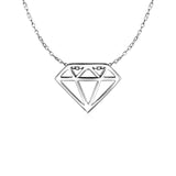 White Gold 14k Diamond Symbol Pendant in Spring Ring Clasp