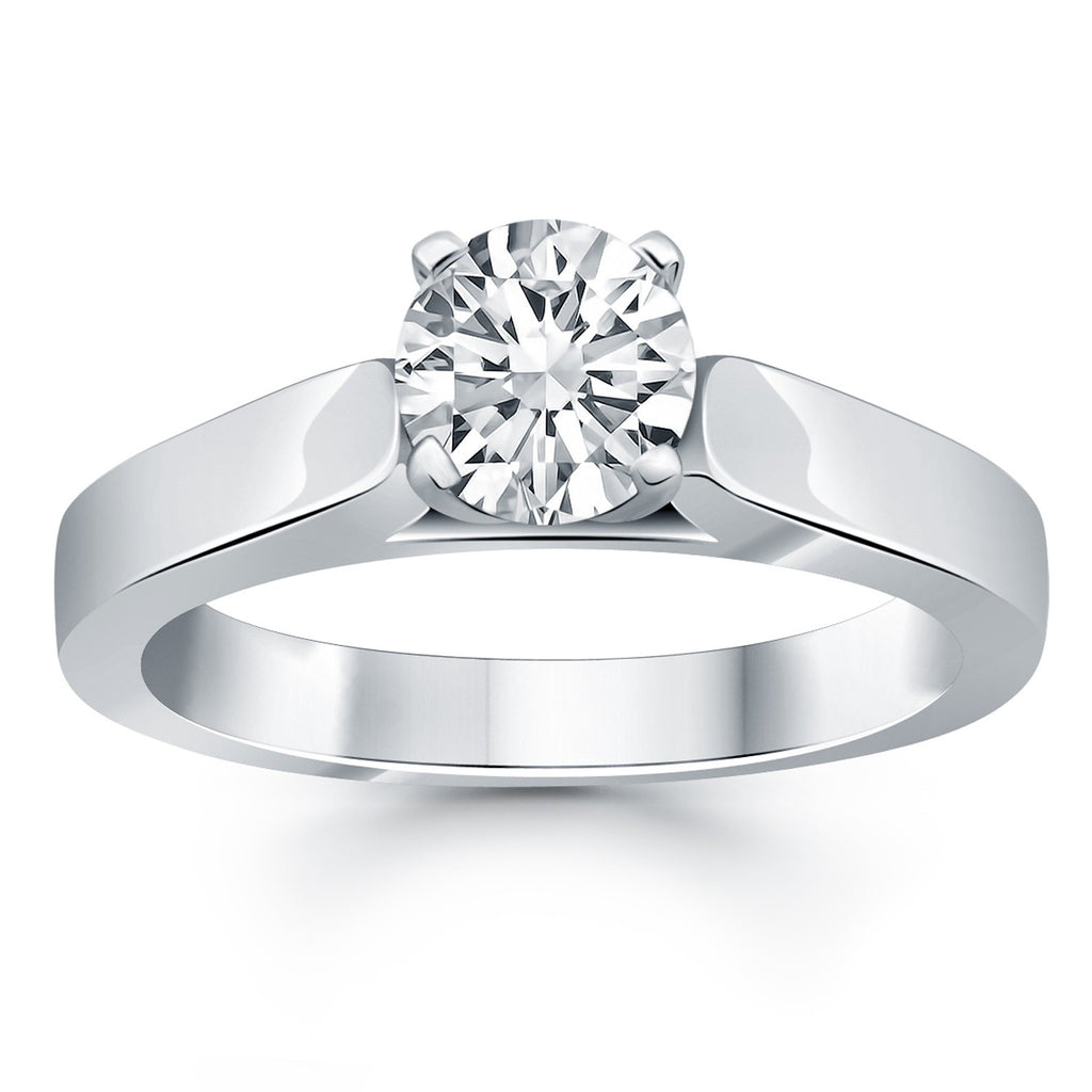 White Gold 14k Classic Wide Cathedral Solitaire Engagement Ring