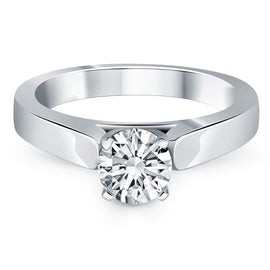 White Gold 14k Classic Wide Cathedral Solitaire Engagement Ring