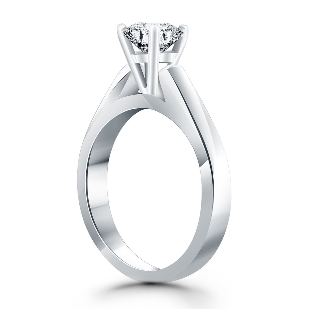 White Gold 14k Classic Wide Cathedral Solitaire Engagement Ring