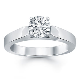 White Gold 14k Classic Wide Cathedral Solitaire Engagement Ring