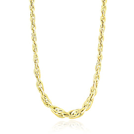 Yellow Gold 14k Fancy Necklace with Singapore Chain in Lobster Claw Lock
