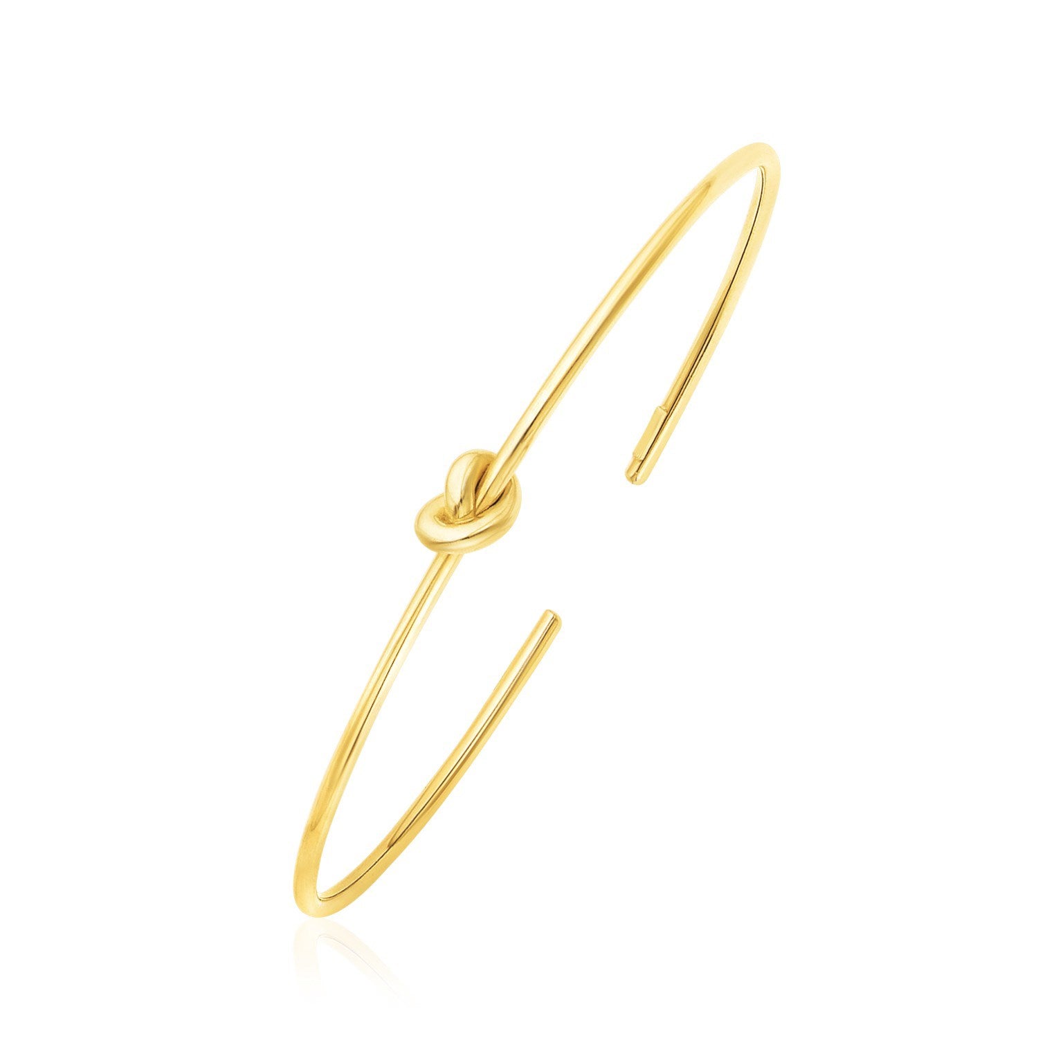 Yellow Gold 14k Polished Cuff Bangle with Knot