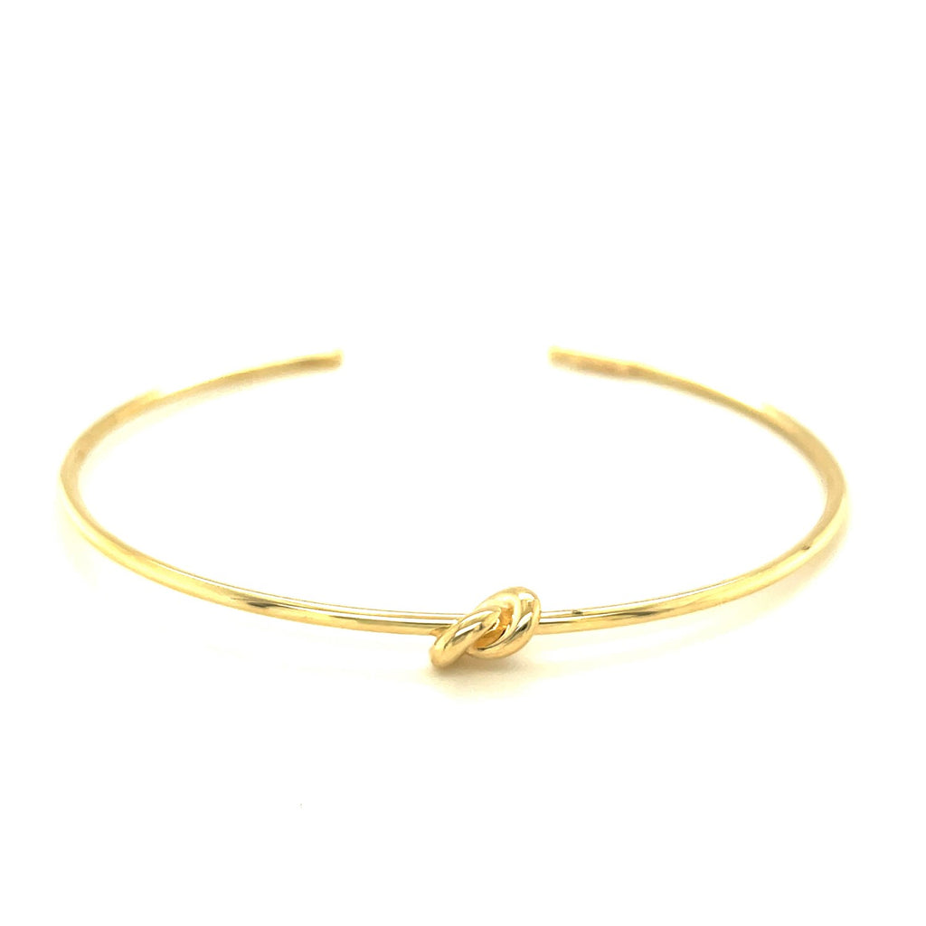 Yellow Gold 14k Polished Cuff Bangle with Knot