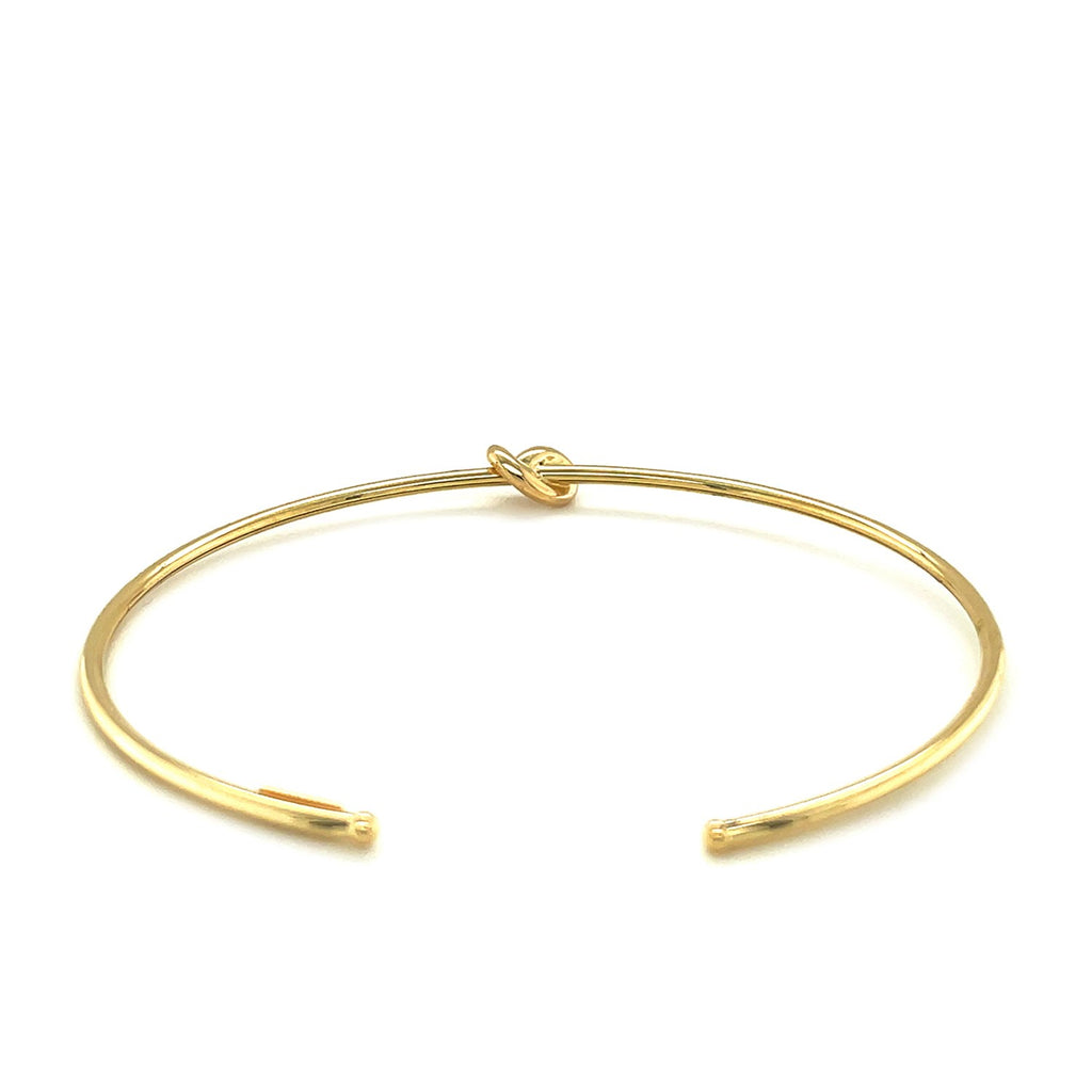 Yellow Gold 14k Polished Cuff Bangle with Knot
